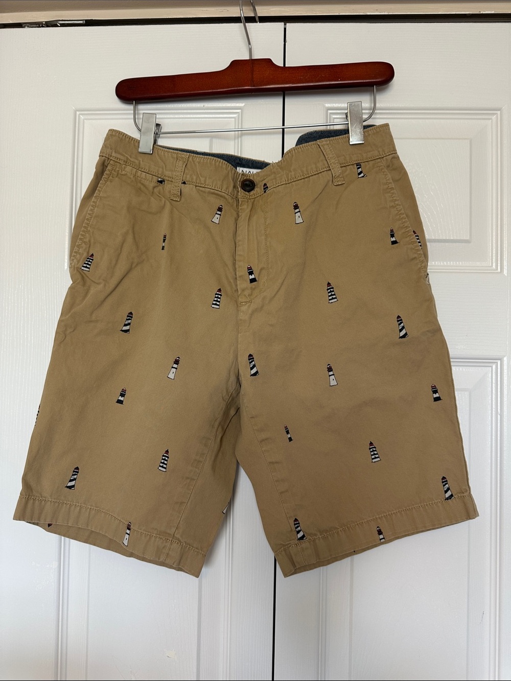 Nautica Khaki Embroidered Lighthouse Flat Front Shorts